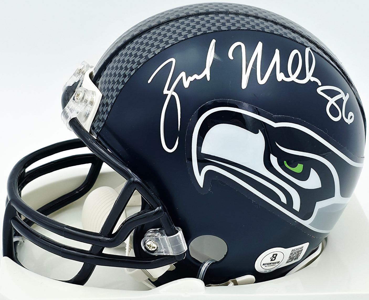 Zach Miller Autographed Seattle Seahawks Blue Mini Helmet Beckett BAS QR #BS30348