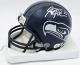 Steve Hutchinson Autographed Seattle Seahawks Blue Mini Helmet Beckett BAS QR #BS30344