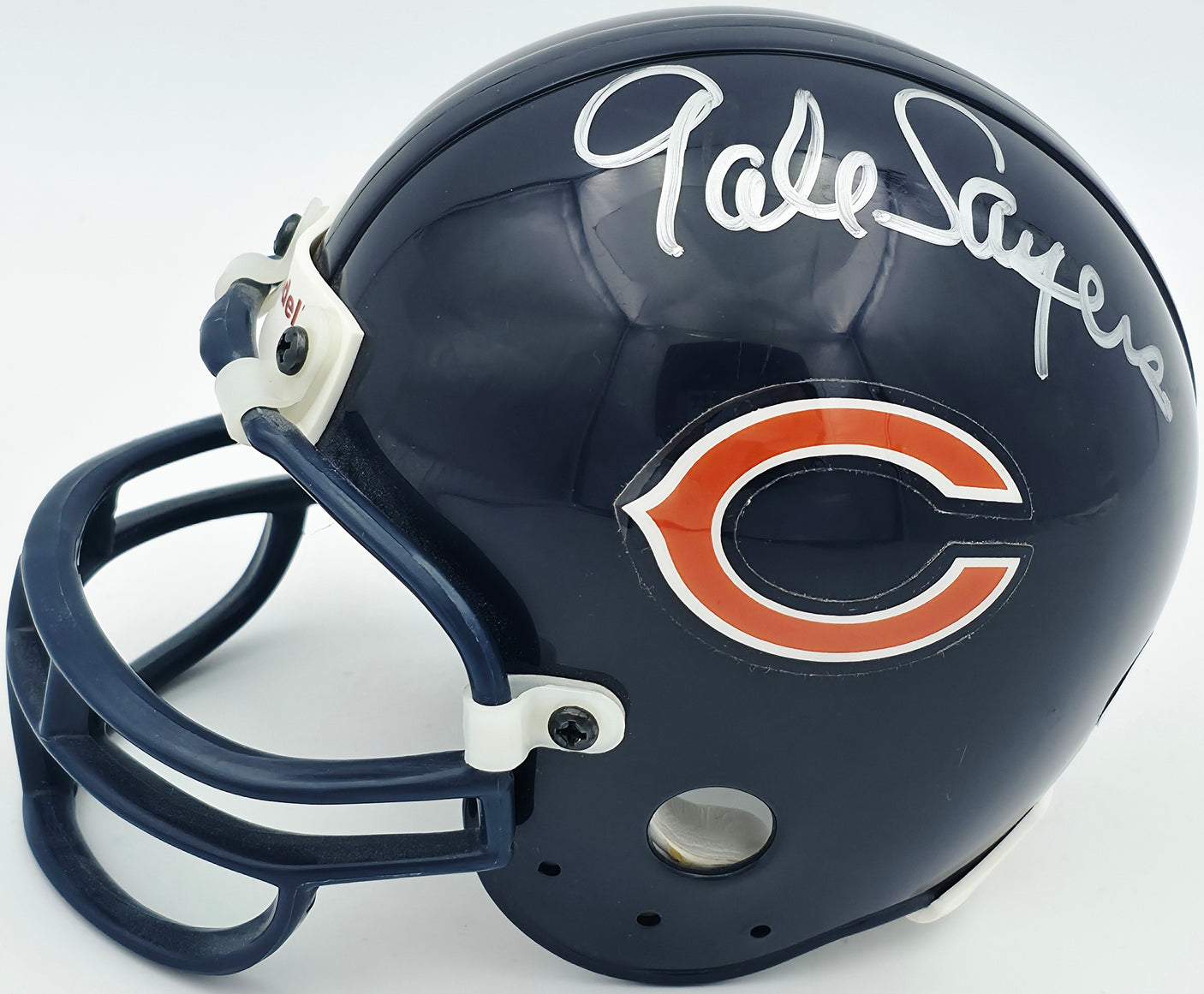 Dick Butkus & Gale Sayers Autographed Chicago Bears Blue Mini Helmet Beckett BAS #AE16659
