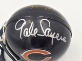 Dick Butkus & Gale Sayers Autographed Chicago Bears Blue Mini Helmet Beckett BAS #AE16659