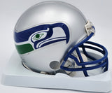 Shaun Alexander Autographed Seattle Seahawks Throwback Silver Mini Helmet "Go Hawks" Beckett BAS QR #BS30445