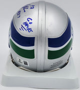 Shaun Alexander Autographed Seattle Seahawks Throwback Silver Mini Helmet "Go Hawks" Beckett BAS QR #BS30444