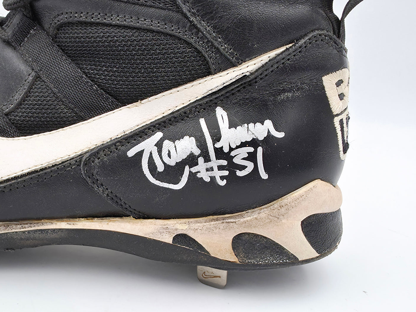 Randy Johnson Autographed Game Used Black Nike Cleat Seattle Mariners "#51" Big Unit Logo Size 13 Beckett BAS QR #BS30296