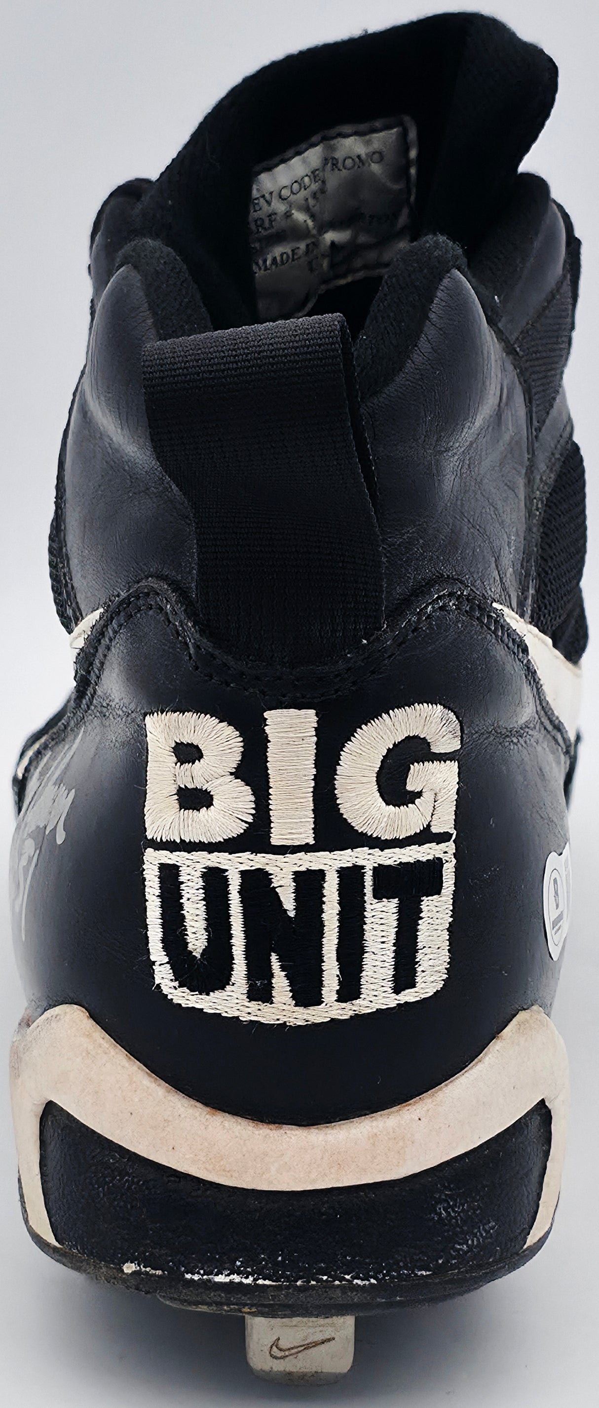 Randy Johnson Autographed Game Used Black Nike Cleat Seattle Mariners "#51" Big Unit Logo Size 13 Beckett BAS QR #BS30296