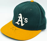 Tony LaRussa Autographed Green & Yellow New Era Hat Oakland A's Beckett BAS QR #BS30097