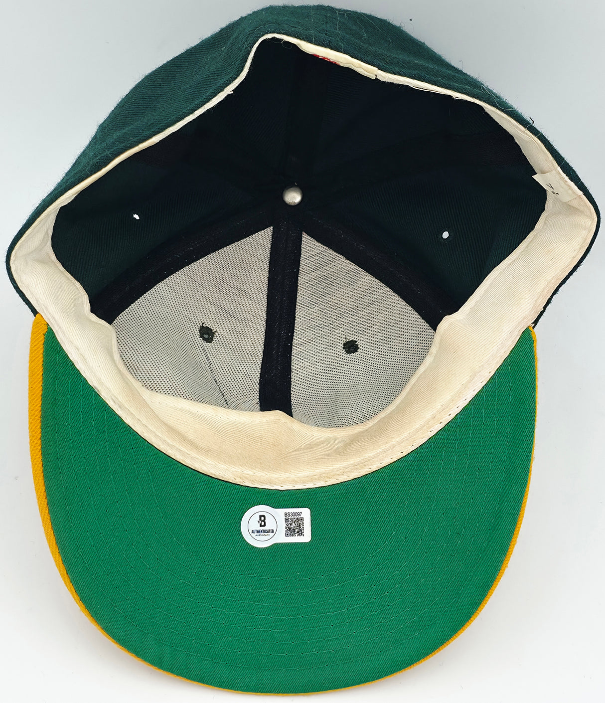 Tony LaRussa Autographed Green & Yellow New Era Hat Oakland A's Beckett BAS QR #BS30097