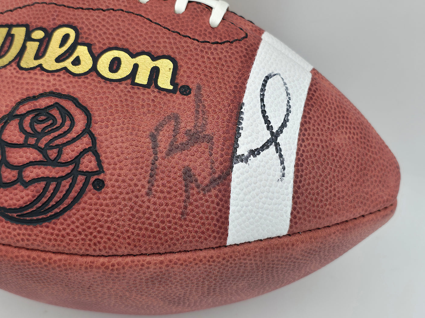 Rick Neuheisel Autographed Wilson Rose Bowl Football Washington Huskies Beckett BAS QR #BS30323