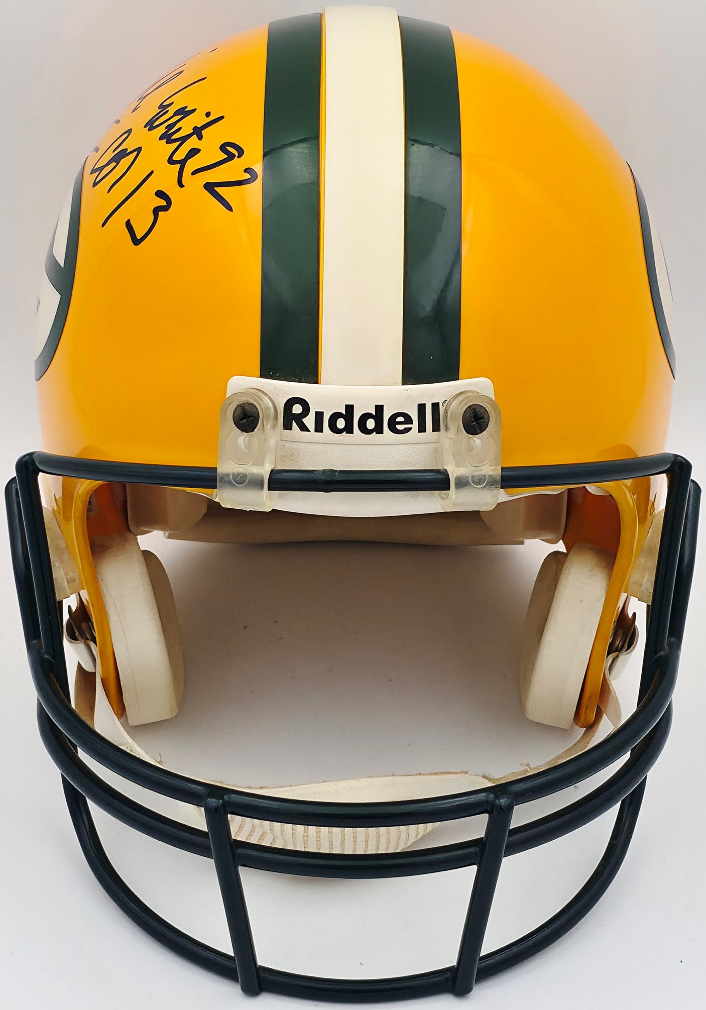 Reggie White Autographed Green Bay Packers Yellow Full Size Authentic Helmet Beckett BAS #AE16696