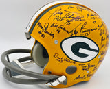 1966 Super Bowl I Champions Green Bay Packers Team Autographed Yellow Full Size Replica Helmet With 32 Signatures Including Bart Starr & Jim Taylor Beckett BAS #AE16656