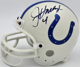 Jim Harbaugh Autographed Indianapolis Colts White Mini Helmet Beckett BAS QR #BS30081