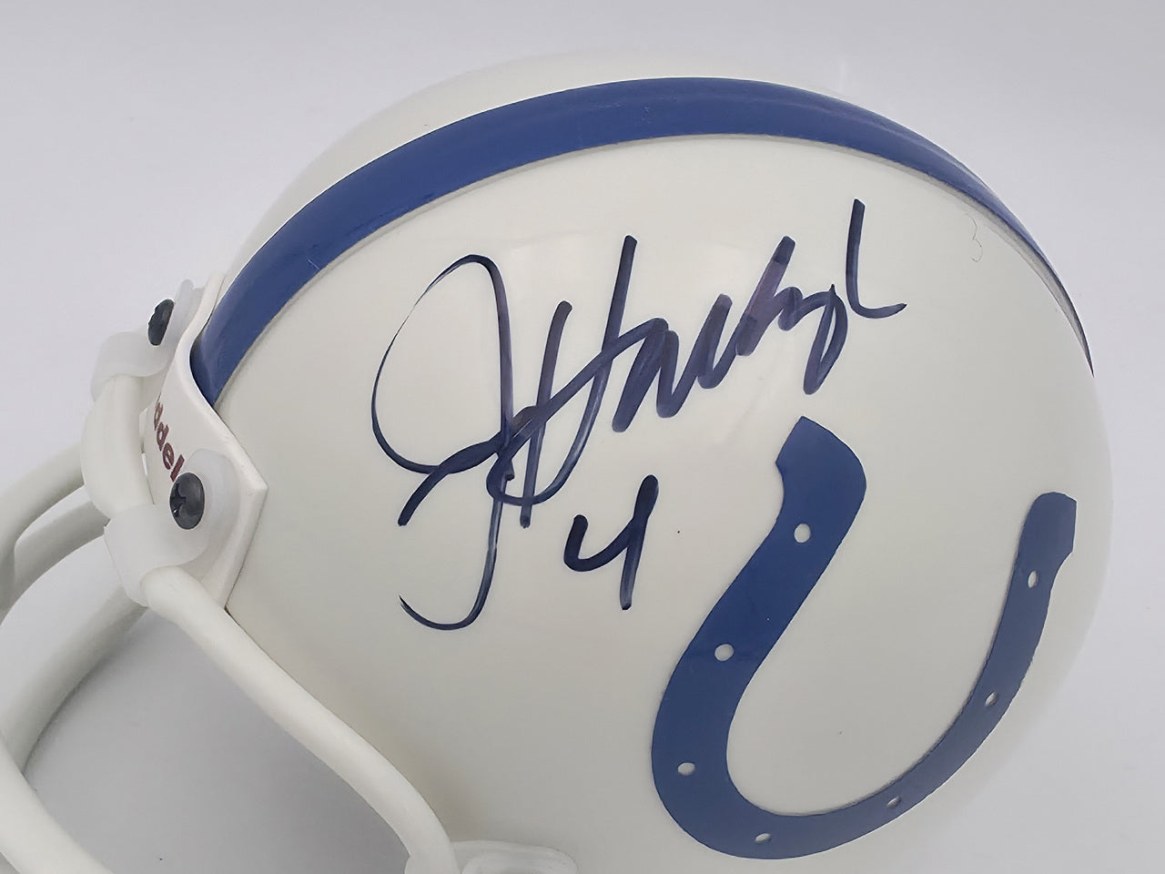 Jim Harbaugh Autographed Indianapolis Colts White Mini Helmet Beckett BAS QR #BS30081