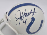 Jim Harbaugh Autographed Indianapolis Colts White Mini Helmet Beckett BAS QR #BS30081