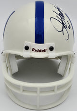 Jim Harbaugh Autographed Indianapolis Colts White Mini Helmet Beckett BAS QR #BS30081