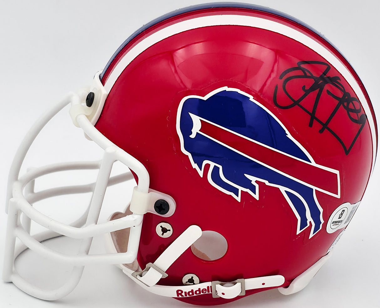Jim Kelly Autographed Buffalo Bills Red Mini Helmet Beckett BAS QR #BS30080