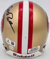Jerry Rice Autographed San Francisco 49ers Gold Mini Helmet Beckett BAS QR #BS30079