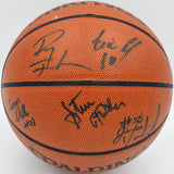 1992-93 Michigan Wolverines Team Autographed Spalding Leather Basketball With 11 Signatures Including Jalen Rose Beckett BAS #AE16699