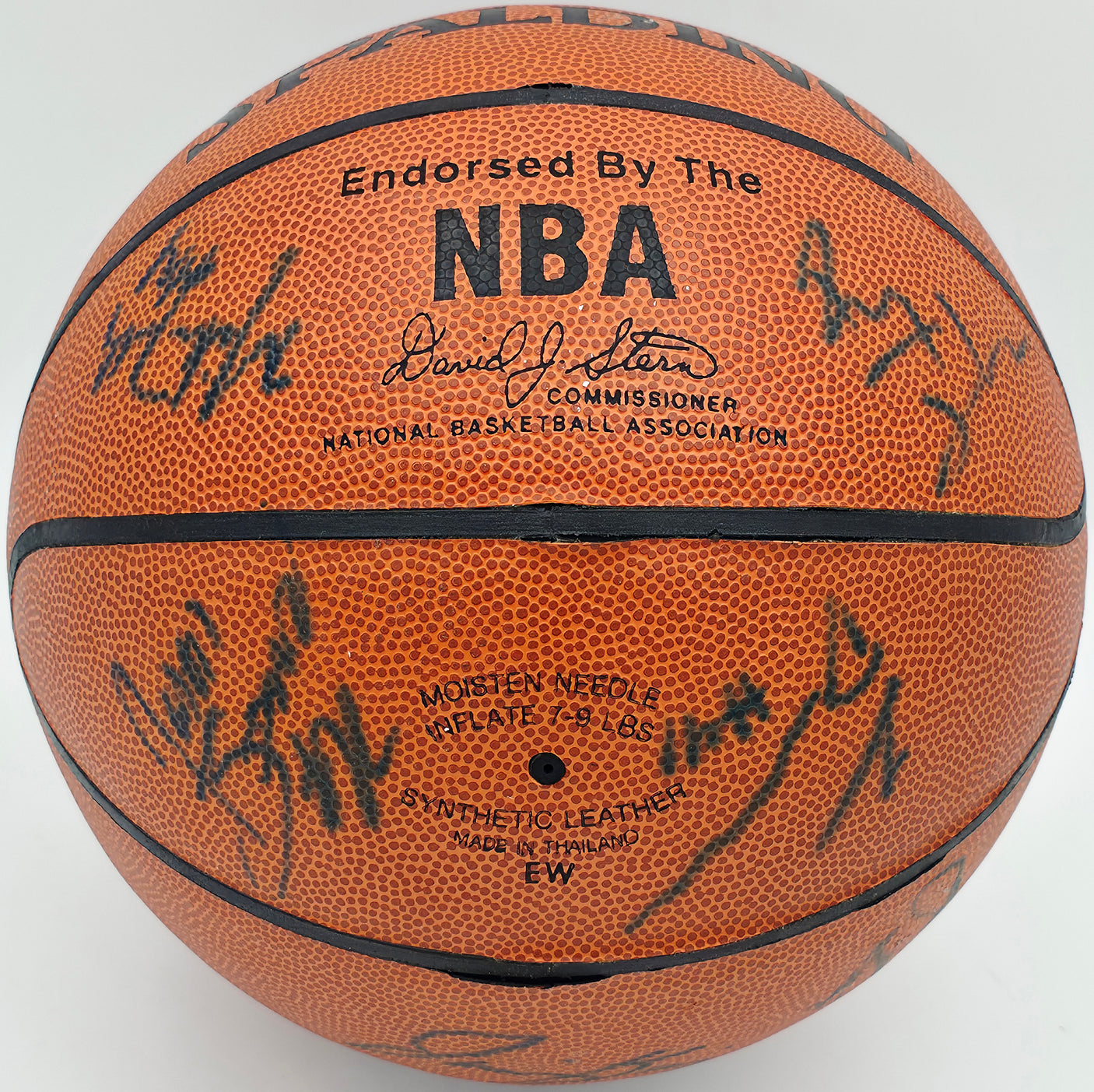 1992-93 Michigan Wolverines Team Autographed Spalding Leather Basketball With 11 Signatures Including Jalen Rose Beckett BAS #AE16699