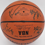 1992-93 Michigan Wolverines Team Autographed Spalding Leather Basketball With 11 Signatures Including Jalen Rose Beckett BAS #AE16699