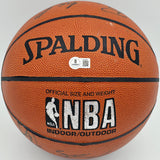 1992-93 Michigan Wolverines Team Autographed Spalding Leather Basketball With 11 Signatures Including Jalen Rose Beckett BAS #AE16699