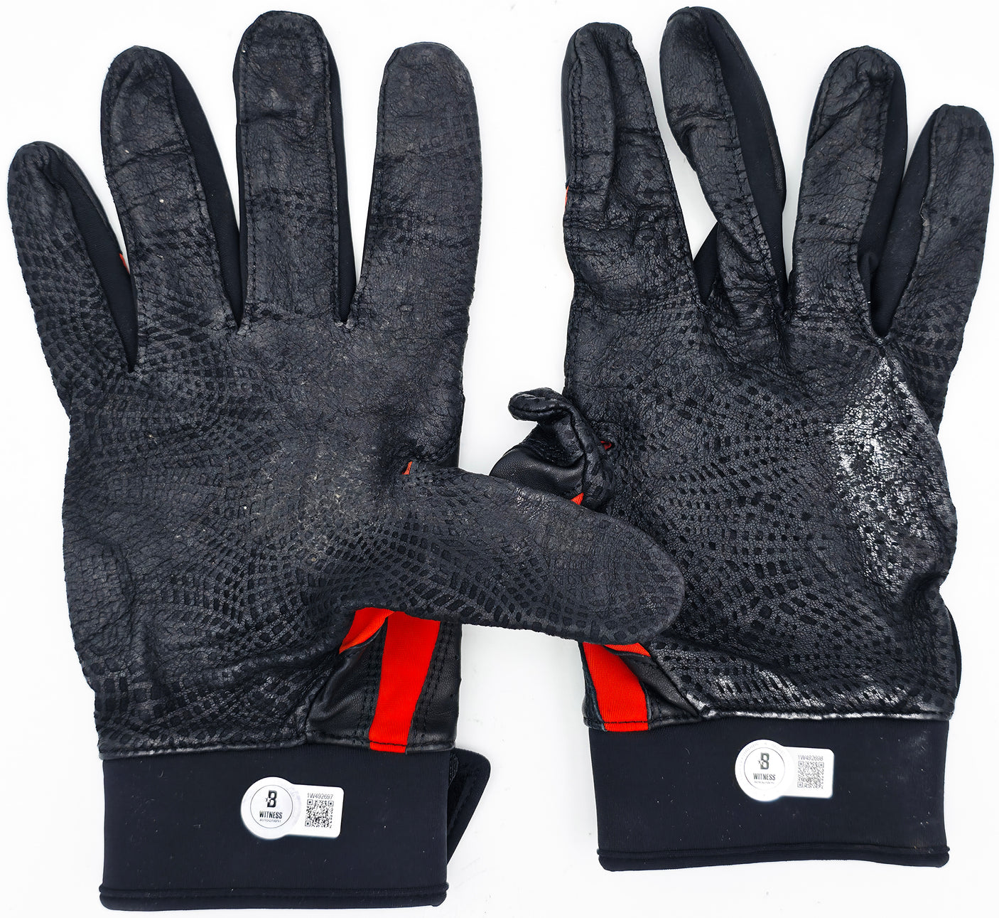 Gunnar Henderson Autographed Game Used Rookie Black & Orange Under Armour Batting Gloves Baltimore Orioles "AL ROY 23 Game Used" Beckett BAS Witness #1W492697 & 1W492698