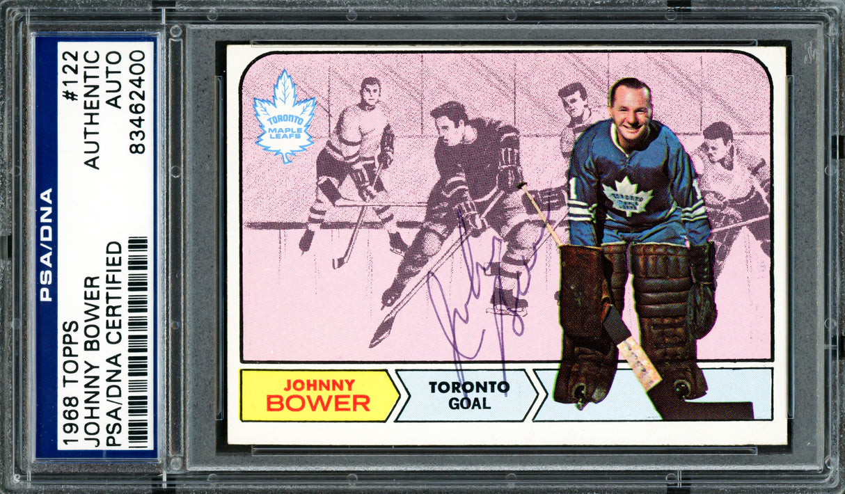 Johnny Bower Autographed 1968 Topps Card #122 Toronto Maple Leafs PSA/DNA #83462400