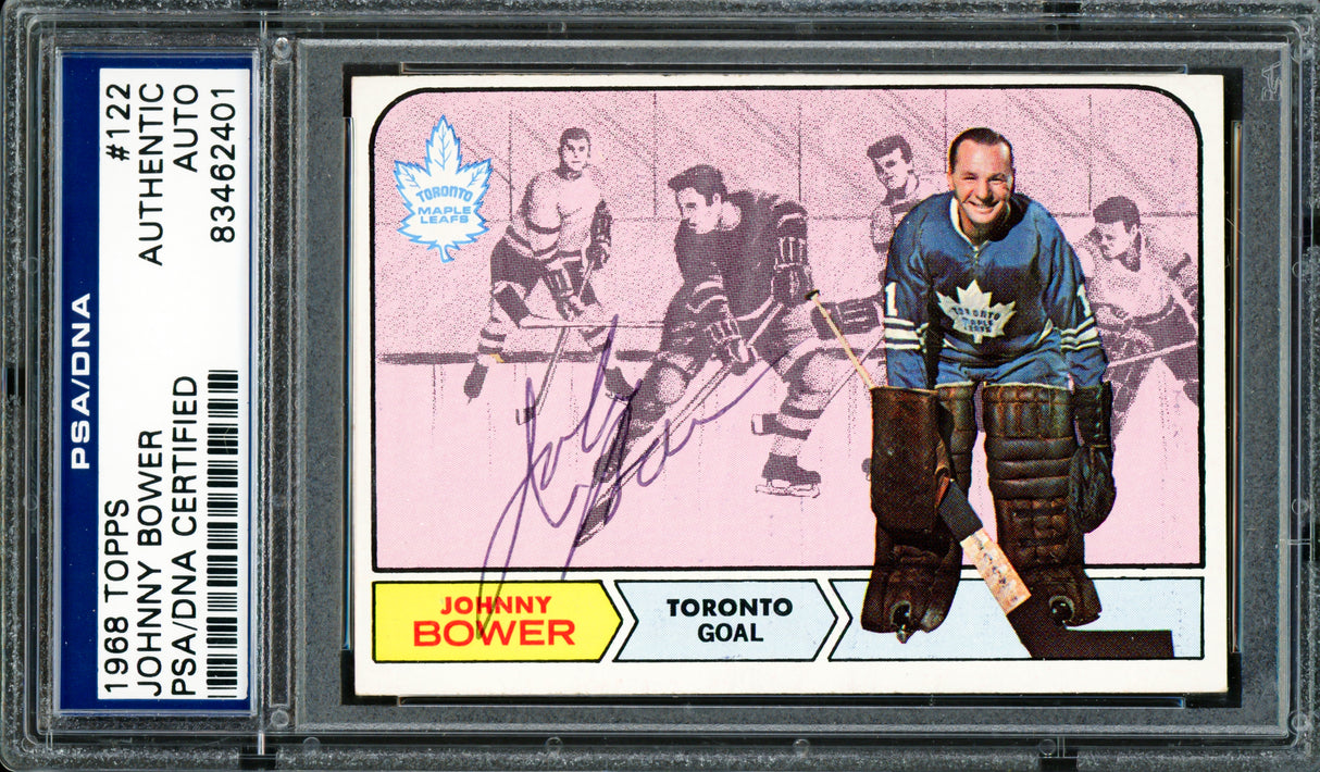 Johnny Bower Autographed 1968 Topps Card #122 Toronto Maple Leafs PSA/DNA #83462401