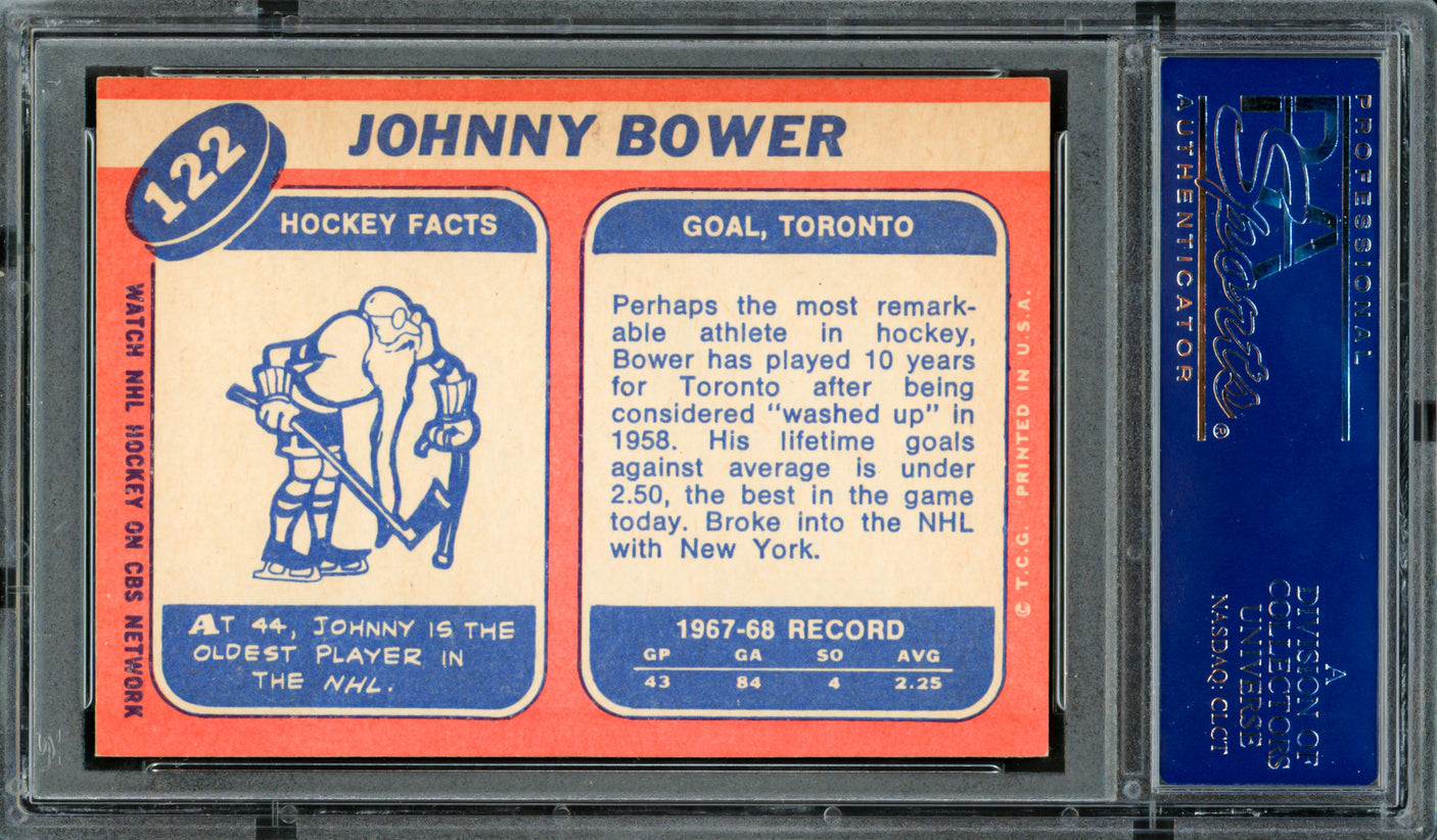 Johnny Bower Autographed 1968 Topps Card #122 Toronto Maple Leafs PSA/DNA #83462402