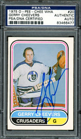 Gerry Cheevers Autographed 1975-76 O-Pee-Chee WHA Card #20 Cleveland Crusaders PSA/DNA #83466477