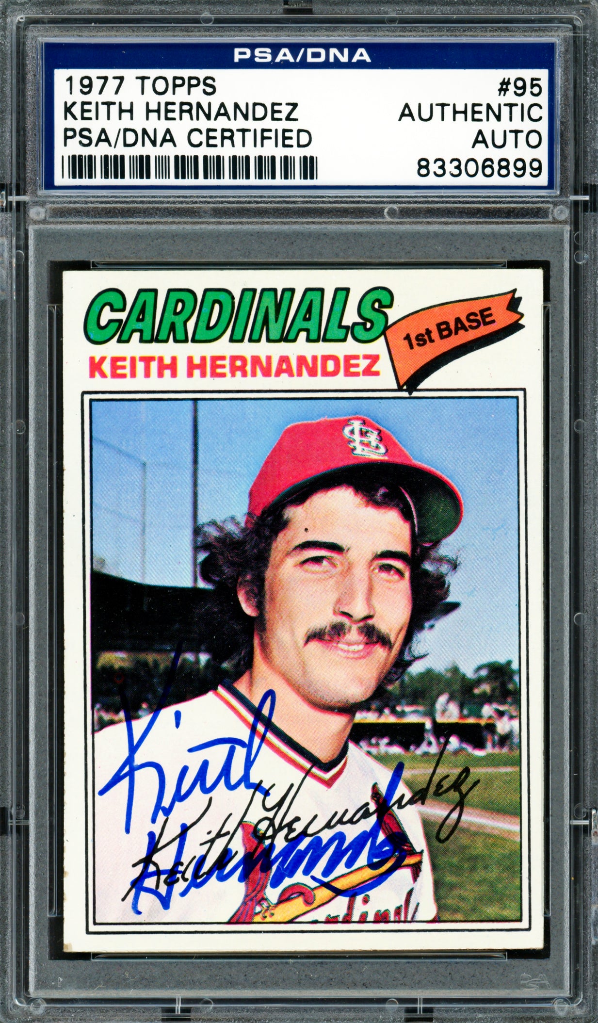 Keith Hernandez Autographed 1977 Topps Card #95 St. Louis Cardinals PSA/DNA #83306899
