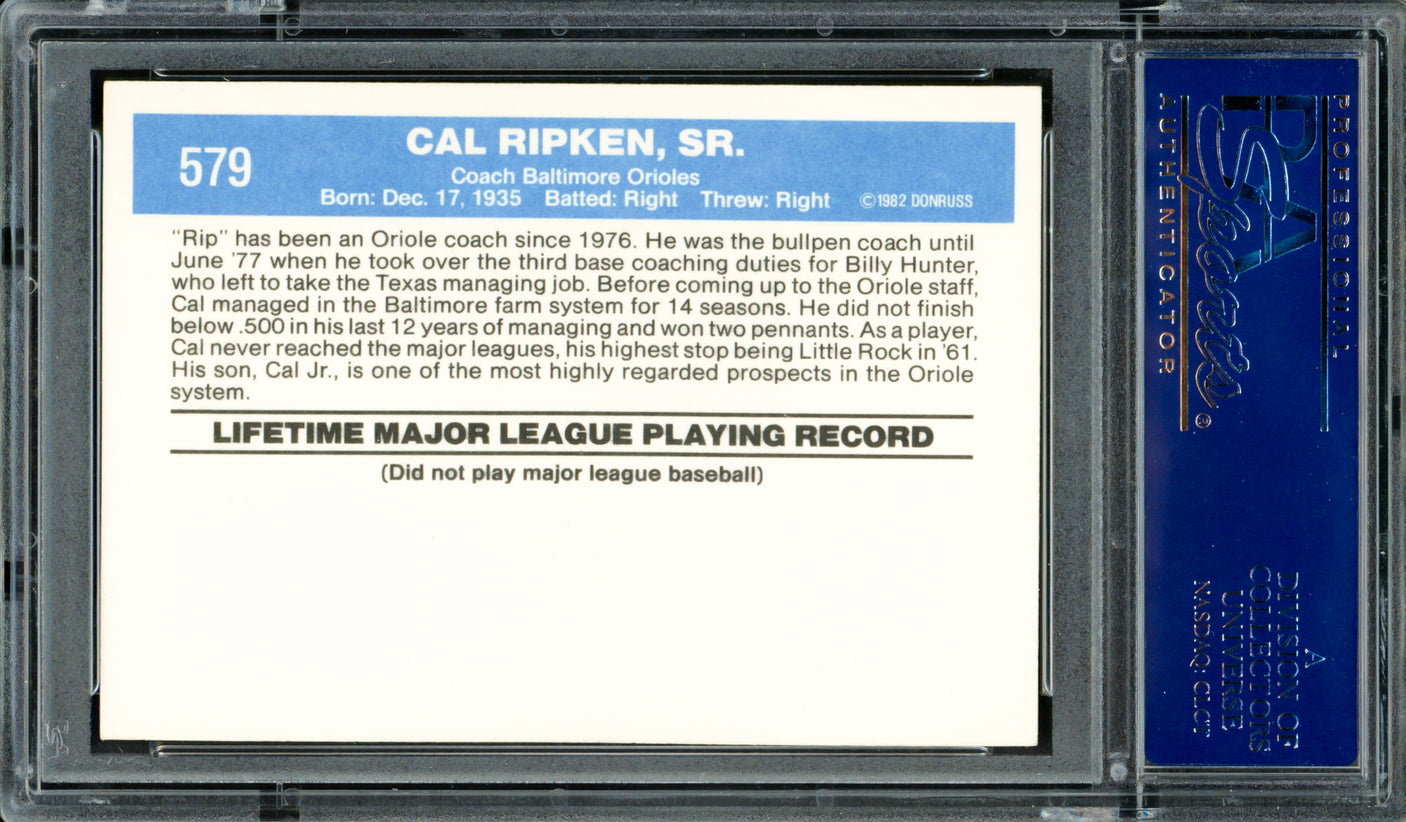 Cal Ripken Sr. Autographed 1982 Donruss Card #579 Baltimore Orioles PSA/DNA #83308408
