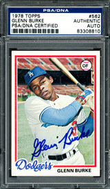 Glenn Burke Autographed 1978 Topps Rookie Card #562 Los Angeles Dodgers PSA/DNA #83308810