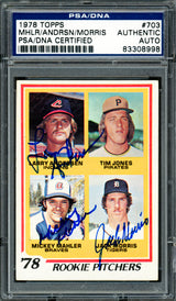 Jack Morris, Mickey Mahler & Larry Andersen Autographed 1978 Topps Rookie Card #703 PSA/DNA #83308998