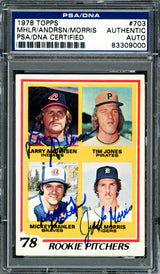 Jack Morris, Mickey Mahler & Larry Andersen Autographed 1978 Topps Rookie Card #703 PSA/DNA #83309000