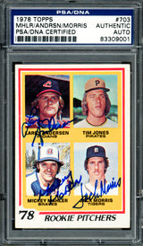 Jack Morris, Mickey Mahler & Larry Andersen Autographed 1978 Topps Rookie Card #703 PSA/DNA #83309001