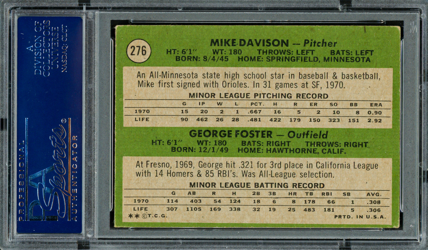 George Foster Autographed 1971 Topps Rookie Card #276 San Francisco Giants PSA/DNA #83310351