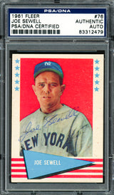Joe Sewell Autographed 1961 Fleer Card #76 New York Yankees PSA/DNA #83312479