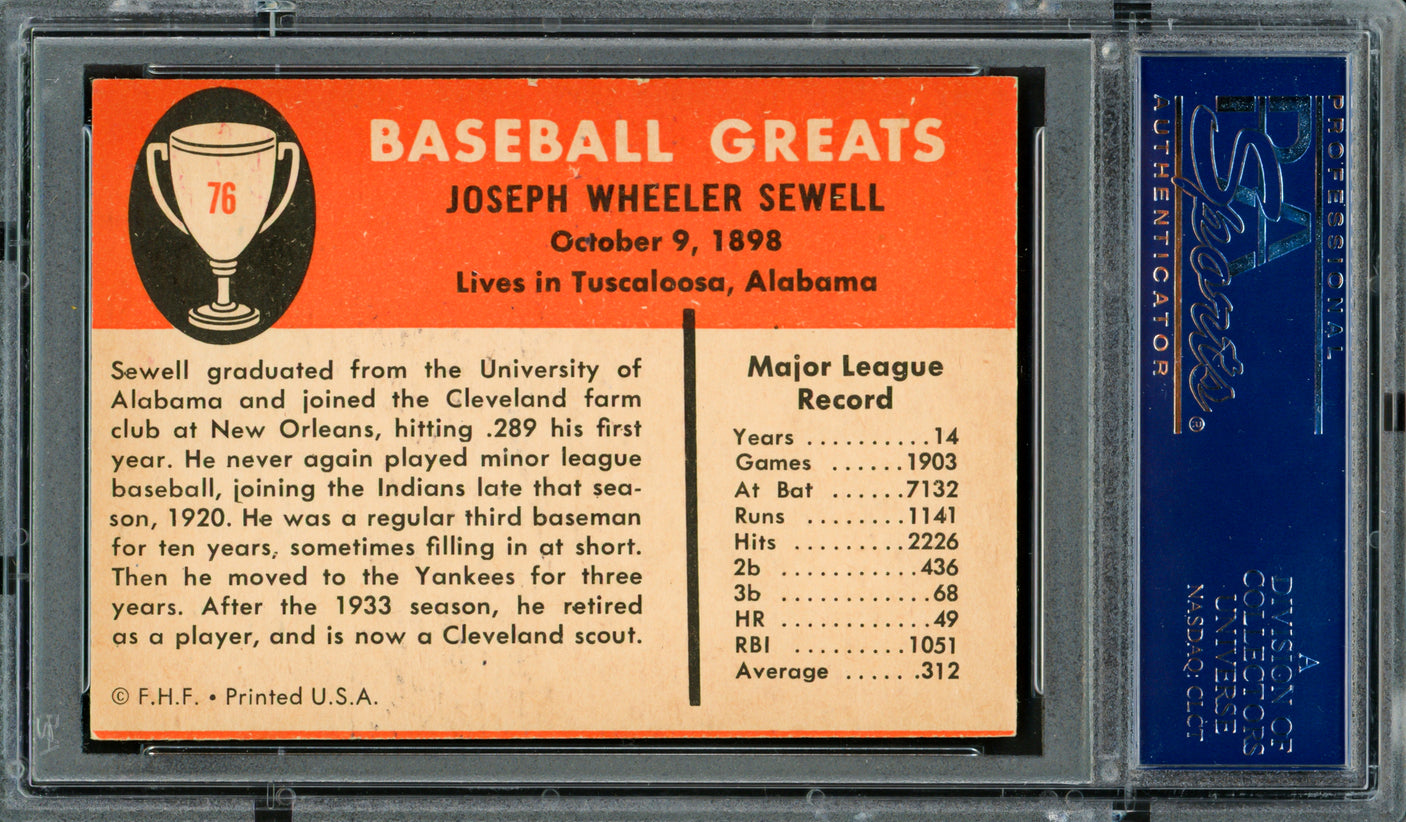 Joe Sewell Autographed 1961 Fleer Card #76 New York Yankees PSA/DNA #83312479