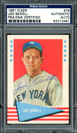 Joe Sewell Autographed 1961 Fleer Card #76 New York Yankees PSA/DNA #83312481