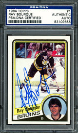 Ray Bourque Autographed 1984-85 Topps Card #1 Boston Bruins PSA/DNA #83109655