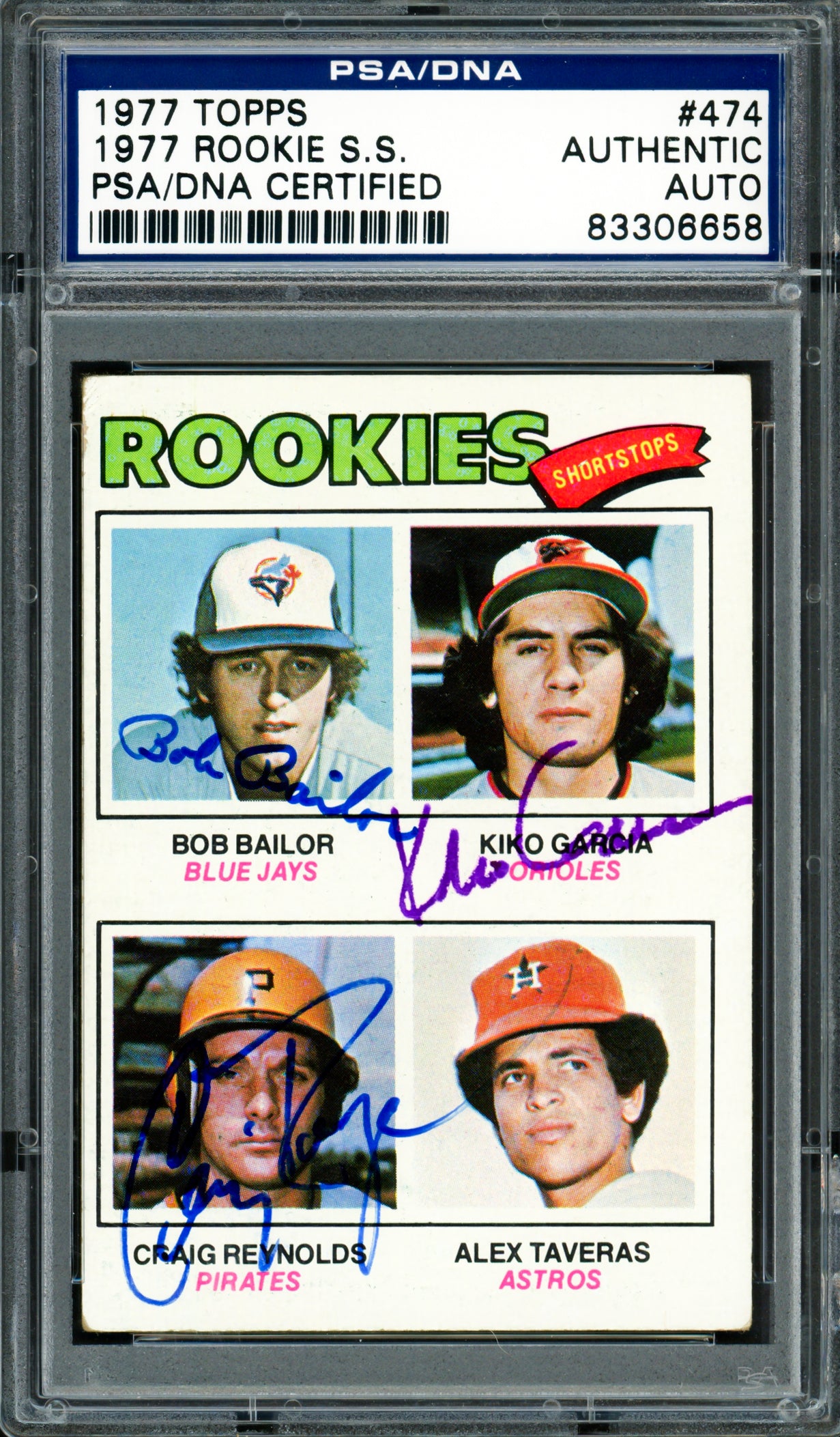 Bob Bailor, Kiko Garcia & Craig Reynolds Autographed 1977 Topps Rookie Card #474 PSA/DNA #83306658
