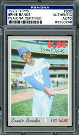 Ernie Banks Autographed 1970 Topps Card #630 Chicago Cubs PSA/DNA #83300248