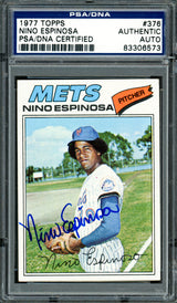 Nino Espinosa Autographed 1977 Topps Card #376 New York Mets PSA/DNA #83306573