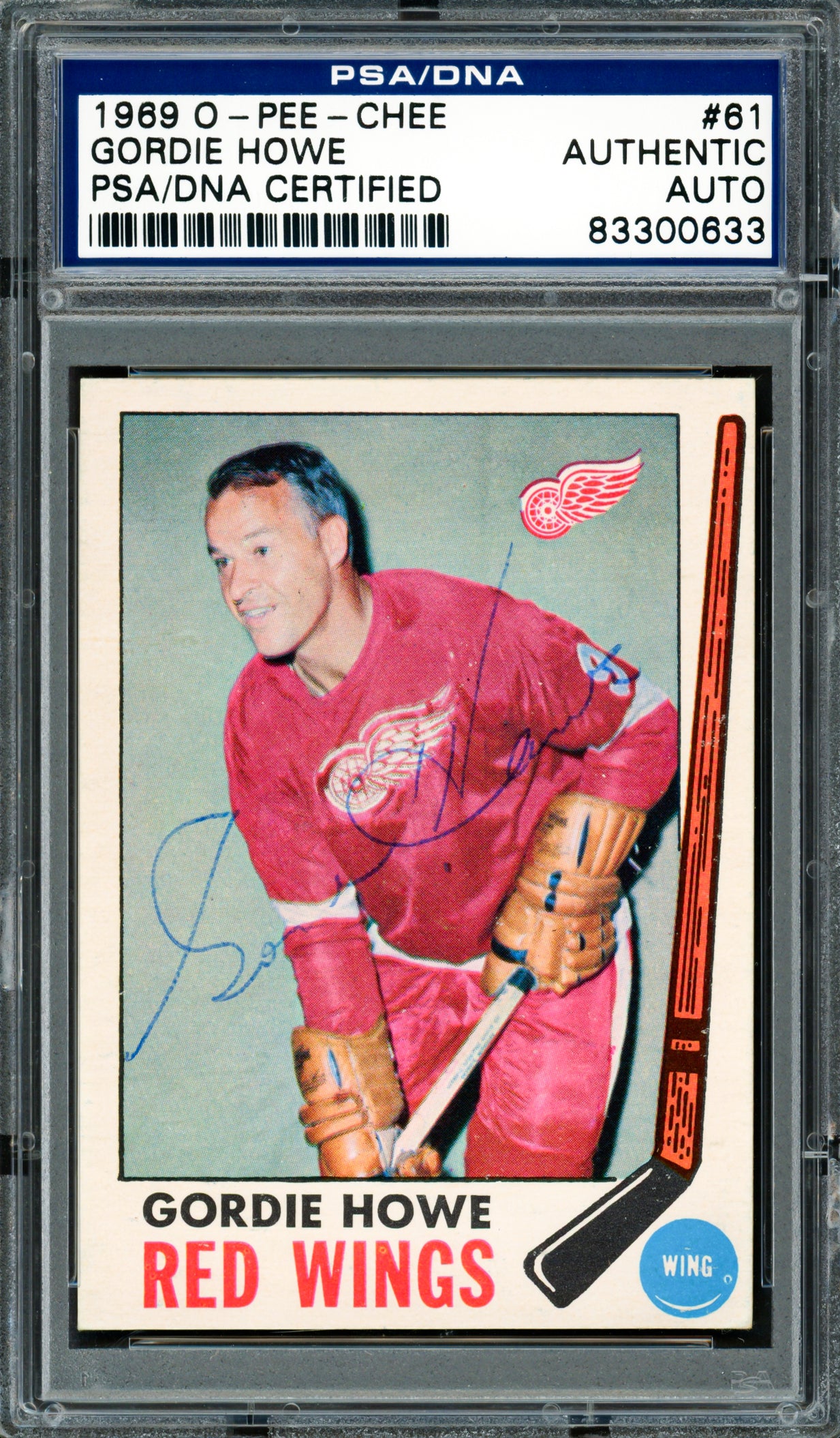 Gordie Howe Autographed 1969-70 O-Pee-Chee Card #61 Detroit Red Wings PSA/DNA #83300633