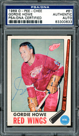 Gordie Howe Autographed 1969-70 O-Pee-Chee Card #61 Detroit Red Wings PSA/DNA #83300633
