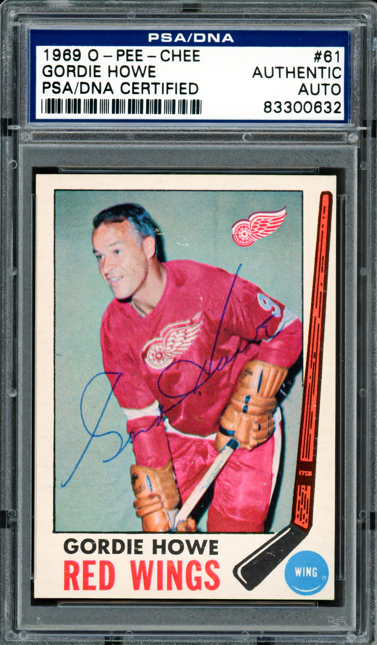 Gordie Howe Autographed 1969-70 O-Pee-Chee Card #61 Detroit Red Wings PSA/DNA #83300632