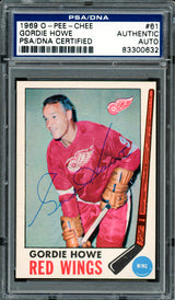 Gordie Howe Autographed 1969-70 O-Pee-Chee Card #61 Detroit Red Wings PSA/DNA #83300632