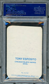 Tony Esposito Autographed 1976-77 Topps Glossy Card #3 Chicago Blackhawks PSA/DNA #83468914