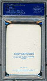 Tony Esposito Autographed 1976-77 Topps Glossy Card #3 Chicago Blackhawks PSA/DNA #83468915