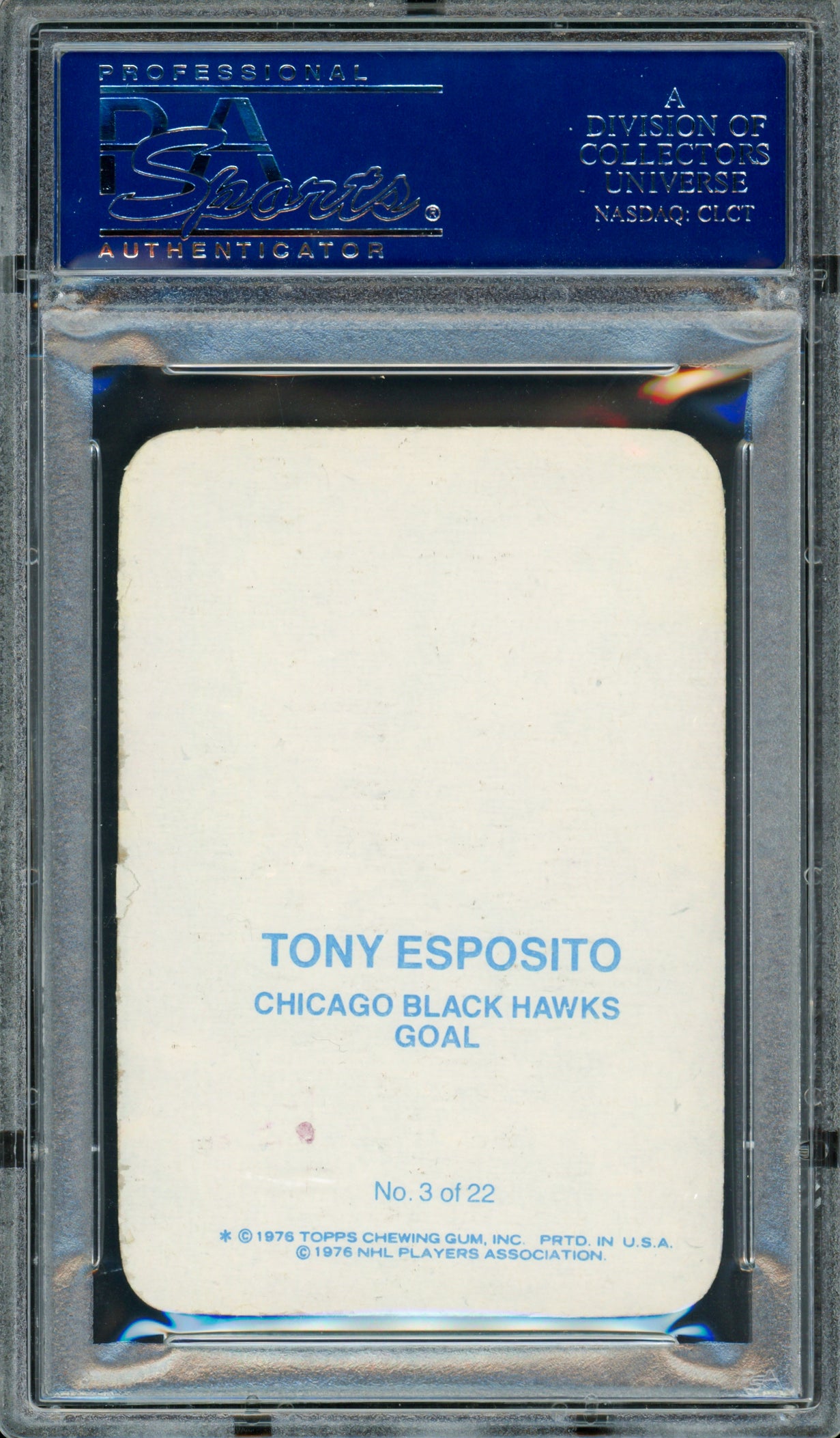 Tony Esposito Autographed 1976-77 Topps Glossy Card #3 Chicago Blackhawks PSA/DNA #83468916