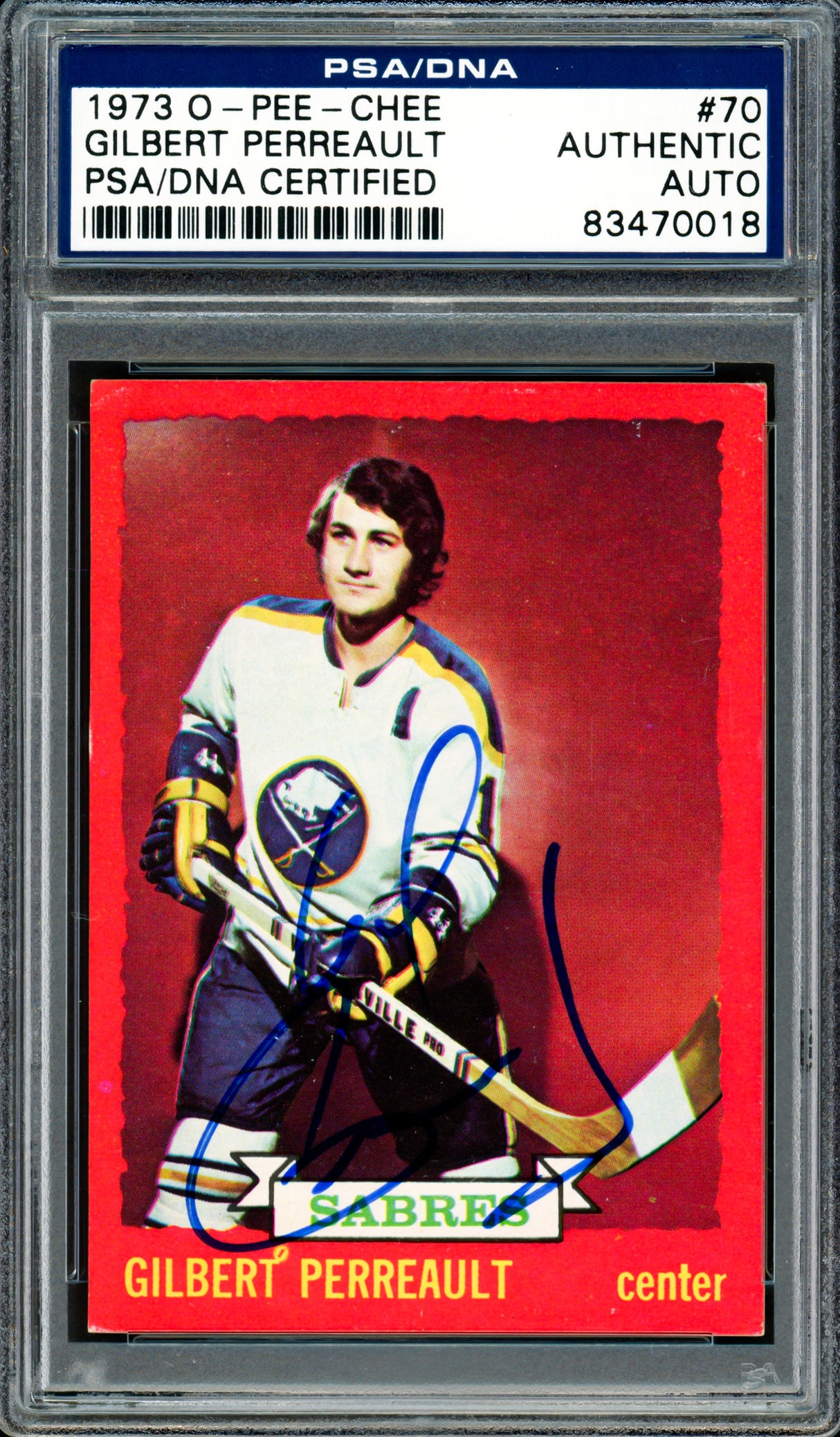 Gil Gilbert Perreault Autographed 1973-74 O-Pee-Chee Card #70 Buffalo Sabres PSA/DNA #83470018